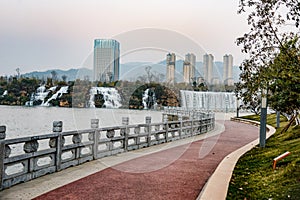 sunset evening scene at Kunming ancient city