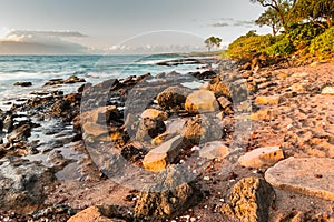 Sunset on The Exposed Lava Reef of Oneuli Beach