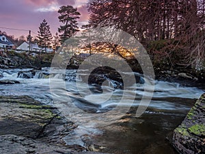 Sunset at the Falls Of Dochart in Killin, landscape, Scotland