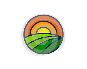 Sunset Farm Logo Icon Design