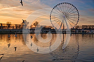 Sunset and the Ferris wheel in Paris photo