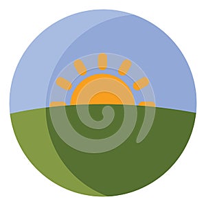 Sunset in the field, icon icon