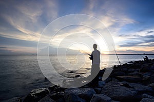 Sunset and Fisherman at Tanjung Piai