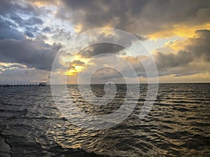 Sunset by the fishing pier in Bokeelia on Pine Island, Florida