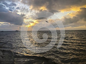 Sunset by the fishing pier in Bokeelia on Pine Island, Florida