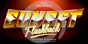 Sunset Flashback text, retro style editable text effect photo