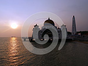 Sunset at Floating Mosque Melakka Malaysia