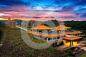 Sunset at Fo Guang Shan Buddha Temple in Kaohsiung, Taiwan.