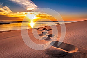 Dune du Pilat, France - Into the Sunset - Footsteps in the sand of the Dune du Pilat