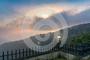 Sunset With Forest Background and Clouds