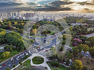 Sunset in the forests of Palermo Buenos Aires Argentina photo