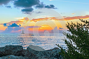 Sunset in the Fort Zachary Taylor Historic State Park.Key West.Florida.USA