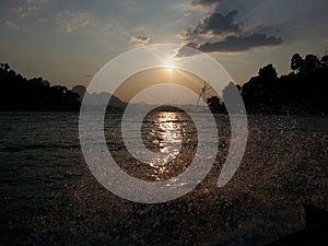 Sunset at the Freshwater lake, Rajjaprabha Dam