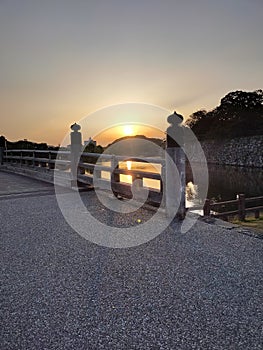 Sunset in front of Osaka Castle