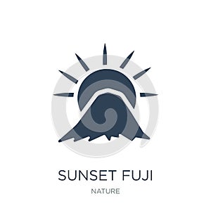 sunset fuji mountain icon in trendy design style. sunset fuji mountain icon isolated on white background. sunset fuji mountain