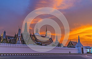 Sunset Gate Temple Emerald Buddha Grand Palace Bangkok Thailand