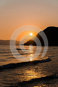 Sunset at Gerakas beach in zakynthos island,Greece