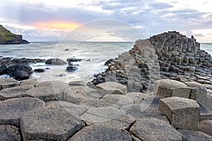 Sunset at Giant s causeway photo