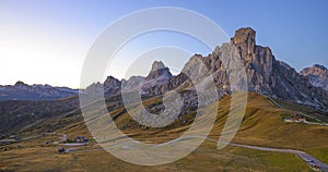 Sunset at the Giau pass, Nuvolau, Dolomites