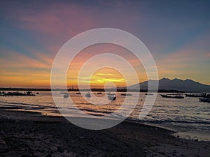 Sunset at gili trawangan beach lombok