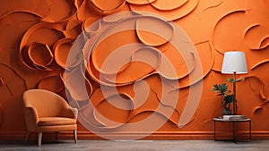 Sunset Glow: A Vibrant Wall Design Against an Orange Background, Bathing the Space in Warmth, Radiance, and Positive Energy - AI G