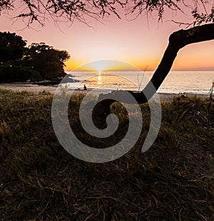 Sunset on The Golden Sands Of Mau\'umae Beach