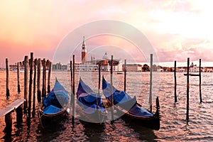 Sunset Gondolas, Venice, Italy
