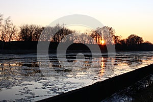 Sunset on the grand canal of northern France