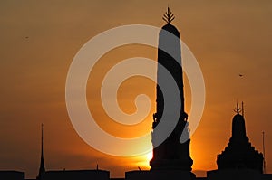 Sunset at grand palace bangkok Thailand