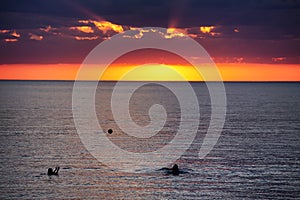 Sunset on the great lake Balkhash