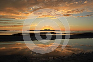 Sunset at Great Salt Lake, Salt Lake City, Utah, USA