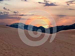 Sunset at Great Sand Dunes National Park and Sangre de Cristo Mountains