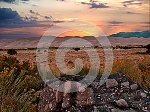 Sunset at Great Sand Dunes National Park and Sangre de Cristo Mountains