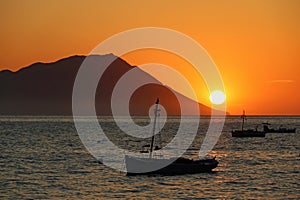 Sunset on the Greek island of Milos