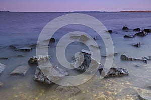 Sunset on the Grevelingenmeer, the biggest saltwater lake of Eur