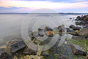 Sunset on the Grevelingenmeer, the biggest saltwater lake of Eur