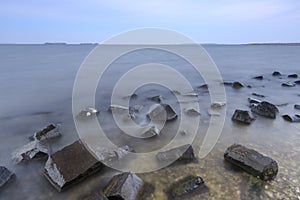 Sunset on the Grevelingenmeer, the biggest saltwater lake of Eur