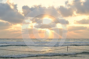 Sunset at Haifa Hof haCarmel, Carmel Beach, Dado, Mediterranean Sea in Israel photo