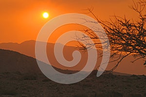 Sunset in Hajar Mountains