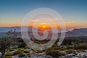 Sunset in Hajar Mountains, Om