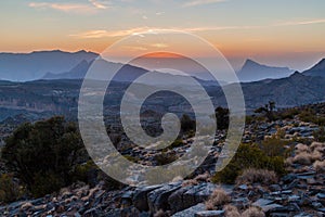 Sunset in Hajar Mountains, Om