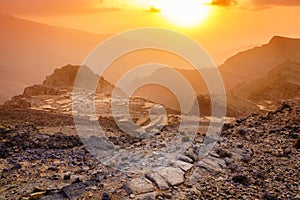 Sunset in Hajar Mountains