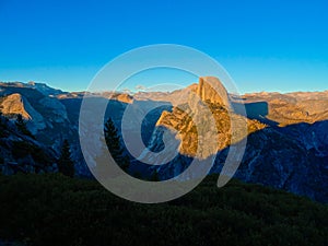 Sunset at halfdome in Yosemite valley