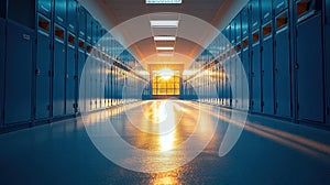 Sunset Hallway Lockers Education Hope
