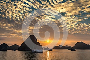 Sunset in Halong bay, Vietnam