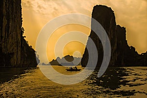 Sunset in Halong Bay,Vietnam