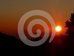 Sunset at Halserspitze mountain tour, Blaubergkamm, Bavaria, Germany photo
