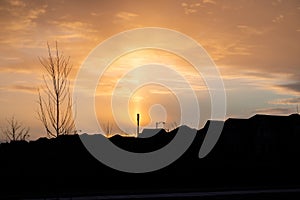 Sunset in Halton Region Milton Ontario. 5G Antena in the background