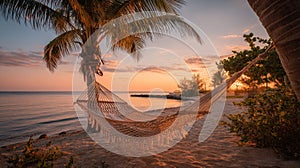 Sunset Hammock on Tropical Beach