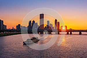 Sunset at Han river in Seoul City,South Korea.